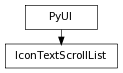 digraph inheritance942f99f115 {
rankdir=TB;
ranksep=0.15;
nodesep=0.15;
size="8.0, 12.0";
  "IconTextScrollList" [fontname=Vera Sans, DejaVu Sans, Liberation Sans, Arial, Helvetica, sans,URL="#pymel.core.uitypes.IconTextScrollList",style="setlinewidth(0.5)",height=0.25,shape=box,fontsize=8];
  "PyUI" -> "IconTextScrollList" [arrowsize=0.5,style="setlinewidth(0.5)"];
  "PyUI" [fontname=Vera Sans, DejaVu Sans, Liberation Sans, Arial, Helvetica, sans,URL="pymel.core.uitypes.PyUI.html#pymel.core.uitypes.PyUI",style="setlinewidth(0.5)",height=0.25,shape=box,fontsize=8];
}