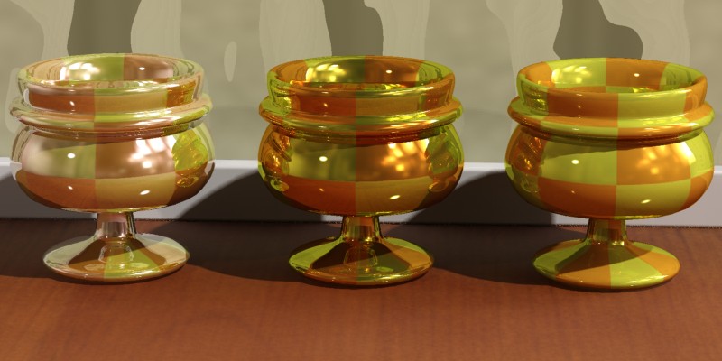 メタル反射なし（左）、メタル反射（中央）、メタルと拡散が混在（右）