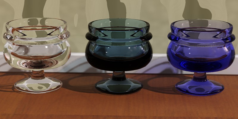 制限なし（左）、黒に減衰（中央）、青に減衰（右）