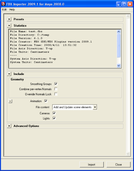 Importing FBX files into Maya