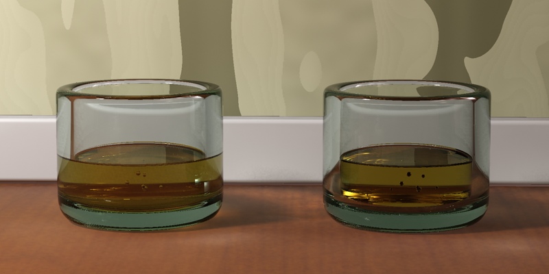 Correct refraction (left) vs. the "air gap" method (right)