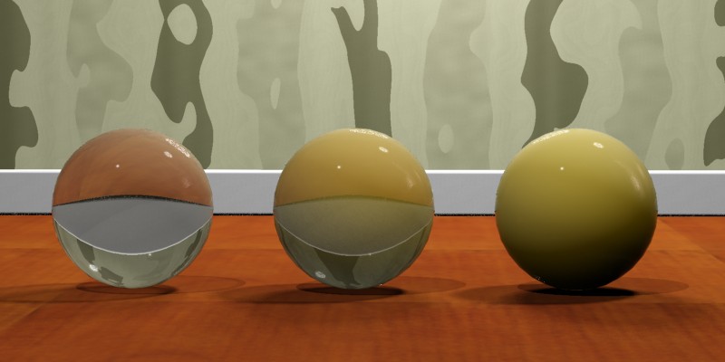 Solid translucency w. <b>refr_trans_w</b> of 0.0 (left), 0.5 (center) and 1.0 (right)