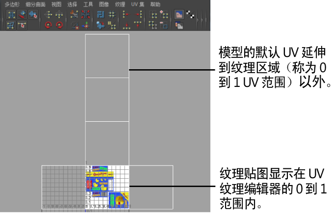 在“UV 纹理编辑器”(UV Texture Editor)中查看 UV